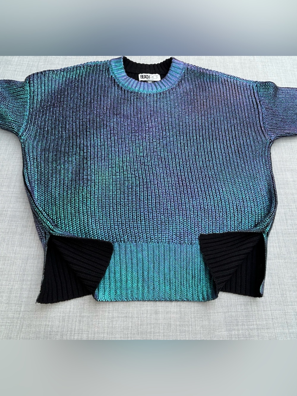 Beach Riot x Revolve Callie Metallic Sweater in Galaxy Shine Iridescent Blue XS - Picture 4 of 15